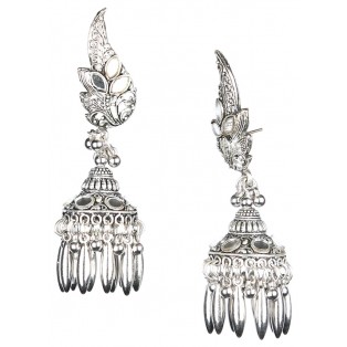 Silver Oxidized Earrings Jhumka Jhumki Bali Imitation Indian Bollywood Ethnic Wedding Jewelry H16